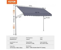 Vevor 400x120 cm markizė su rankena