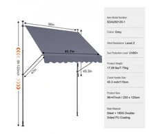 Vevor 98x47" kiemo stogelis su rankena