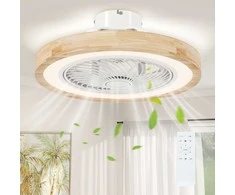 HOMCOM lubų ventiliatorius su apšvietimu, nuotolinio valdymo pulteliu, LED šviesos diodais, reguliuojamu RGB spalvos apšvietimu, 6 greičių 40 W lempos su ventiliatoriumi, atbulinės eigos laikmačiu, skirtas miegamajam, natūralios spalvos, 50 cm