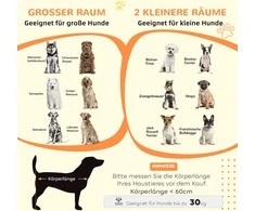 PawHut šunų narvas, naminių gyvūnėlių narvas, šunų būda su dviejų kambarių parinktimi vidutinio dydžio šunims, šunų dėžė su dvigubomis durelėmis, šunų namelis, pilka, 120 x 60 x 88,5 cm