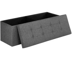 Songmics Minkštas suolas su sandėliavimo vieta 110 cm pilkos spalvos