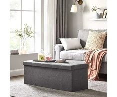Songmics Minkštas suolas su sandėliavimo vieta 110 cm pilkos spalvos