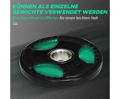 SPORTNOW svorių plokštės, 2 vnt. rinkinys, Tri-Grip, 2 x 5kg, gumuotos olimpinės plokštės, apsaugančios grindis, 5 cm skylė, trys rankenos, jėgos treniruotėms