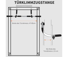 HOMCOM prisitraukimų skersinis, daugiafunkcis treniruoklis, plieno durų skersinis su putplasčio danga, juoda ir pilka, 92x40x17 cm