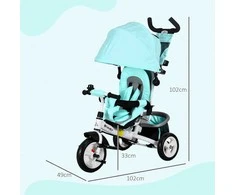 HOMCOM 6-in-1 triratukas su stūmimo rankena, vaikiškas triratukas su nuimamu stogeliu, pagalvėle, balansinis dviratis su 5 taškų saugos diržais, krepšeliu, puodelio laikikliu, 1–5 metų vaikams, žalias