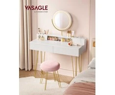 Songmics Vasagle Tualetinis staliukas su taburete ir apšvietimu 40 x 100 x 134,8 cm