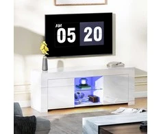 TV staliukas Aosom TV spintelė, 120x34x45 cm, balta, medžio drožlių plokštė