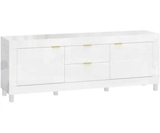 TV staliukas Aosom TV spintelė, 180x40x66 cm, balta, aukštas blizgesys