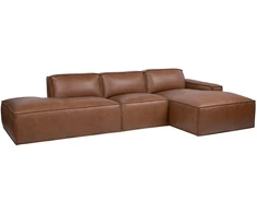 Home4You Kampinė sofa „BURTON RC“ iš rudos odos