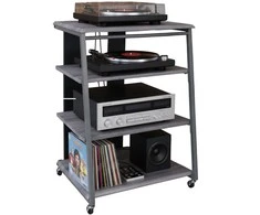TV staliukas Relaxdays Hi-fi stovas, 78x61x52 cm, pilkas, metalas ir MDF