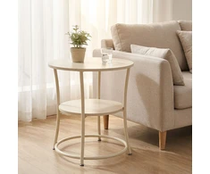 TV staliukas Relaxdays Šoninis staliukas su 2 lentynomis, apvalus, plieno rėmas, Ø 55 cm, aukštis 55 cm