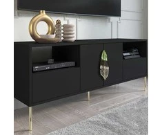 TV staliukas Skandica Spintelė, MERLIN, 136x40 cm, Juoda