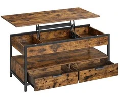 TV staliukas Songmics Kavos staliukas 100x50x48 cm Rudas Juodas su daiktadėže