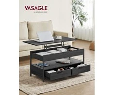 TV staliukas Songmics Kavos staliukas 100x50x48 cm Pilka Juoda Su daiktadėže