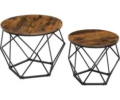 TV staliukas Songmics Kavos staliukų rinkinys 50x50x40,6 cm Rudas Plienas