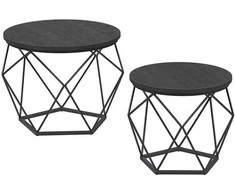 TV staliukas Songmics Kavos staliukų rinkinys 50x50x40,6 cm Juodas plienas