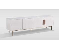 TV staliukas, Stilig, baltas, 200 x 60 x 40 cm, auksinis