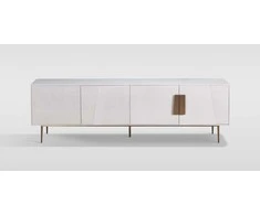 TV staliukas, Stilig, baltas, 200 x 60 x 40 cm, auksinis