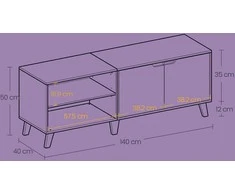 TV staliukas Songmics Televizoriaus staliukas su 2 durelėmis, 140 cm