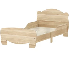 AIYAPLAY vaikiška lova 143,5 x 80 cm, namelio formos lova iš medžio masyvo, paauglių lova su apsauga nuo iškritimo, žaidimų lova, atlaikanti iki 80 kg, viengulė lova su lokiuko dizainu vaiko kambariui, natūralios medienos spalvos