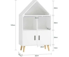 Vaikiškas lentynėlė, SoBuy KMB58-W, 60x30x103 cm, Balta
