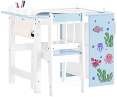 Vaikiškas stalas ir kėdžių komplektas, SoBuy KMB60-B, 80x66x50 cm, mėlyna ir balta