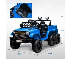 AIYAPLAY vaikiškas elektrinis automobilis, 12 V visureigis su 2.4G nuotolinio valdymo pulteliu ir priekaba, vaikiška transporto priemonė su LED žibintais, švelniu paleidimu, muzika ir garso signalu, 2,5-4 km/val., skirta 3-8 metų vaikams, šviesiai mėlynos spalvos