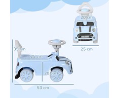 AIYAPLAY vaikiškas paspirtukas-mašinėlė, transporto priemonė su apsauga nuo apvirtimo, šviesiai mėlyna, 53 x 25 x 35 cm | Aosom