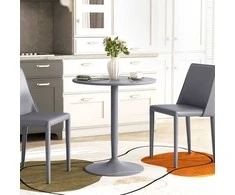 HOMCOM Valgomasis stalas, apvalus virtuvės stalas, modernus valgomasis stalas 2 asmenims, baro stalas su plienine koja, neslystantis pėdos padėklas, mažoms erdvėms, svetainei, Ø70 x 75 cm, pilka