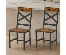 Songmics Valgomojo kėdės, 2 vnt., medinės ir plieninės, 43,4x43x95,5 cm