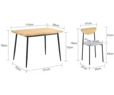 Valgomojo komplektas, SoBuy OGT52-N, 110x70x76 cm, Juodas