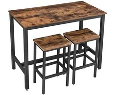 Songmics Baro stalas su kėdėmis, 120x60x90 cm, ruda, juoda