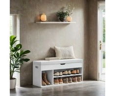 Songmics Suoliukas su sėdyne ir vieta batams, 30x100x44 cm, 138 kg