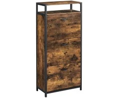 Songmics Batų spintelė, 60x30x130 cm, ruda ir juoda