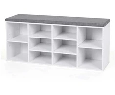 Songmics Batų suoliukas, 104x30x48 cm, balta