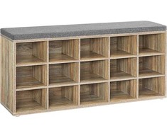 Songmics Batų suoliukas, 105x30x48 cm, mėlyna, pilka, ąžuolas
