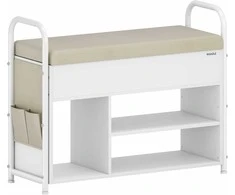Songmics Batų suoliukas, 80.6x30x62.5 cm, balta