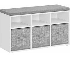 Songmics Batų suoliukas, 87x30,3x48 cm, balta, pilka