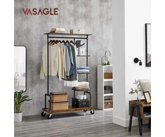 Songmics Drabužių kabykla, 103.5x40x174.5 cm, juoda, ruda