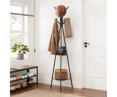 Songmics Drabužių kabykla, 50x43.5x181.6 cm, juoda, dramblio kaulo