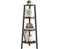 Songmics Kampinė lentyna, 4 pakopų kopėčių lentyna, 33,4x33,4x124,5 cm, pilka ir juoda