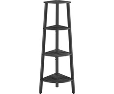 Songmics Kampinė lentyna, 4 pakopų kopėčių lentyna, 33,4x33,4x124,5 cm, pilka ir juoda