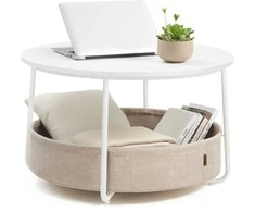 TV staliukas Songmics Kavos staliukas, 75x75x45 cm, balta ir ruda