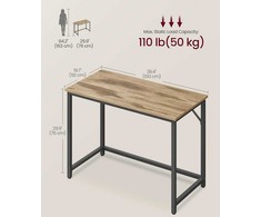 Songmics Kompiuterio stalas, 100x50x75,2 cm, rudos ir juodos spalvos