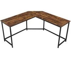 Songmics Kompiuterio stalas, 149x149x75 cm, rudos ir juodos spalvos