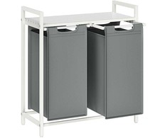 Songmics Vasagle Skalbinių krepšys 2 x 46 l su lentyna 73 x 33 x 72 cm