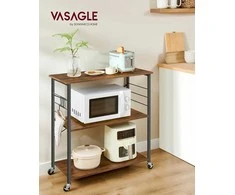 Songmics Vasagle Virtuvės lentyna 3 lygių ant ratukų vintage ruda-juoda
