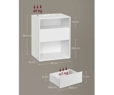 Songmics Naktinis staliukas, 45x35x58,3 cm, balta