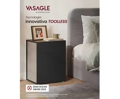 Songmics Naktinis staliukas, 45x35x58.7 cm, juoda ir smėlio spalvos