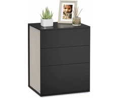 Songmics Naktinis staliukas, 45x35x58.7 cm, juoda ir smėlio spalvos